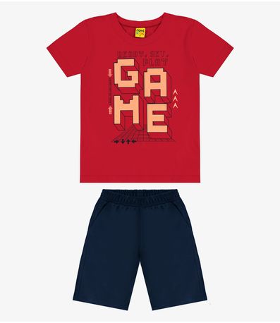 Conjunto Infantil Camiseta Com Bermuda Rovi kids Vermelho