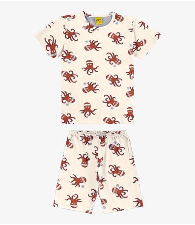 Pijama Infantil Masculino Meia Malha Rovi Kids Bege