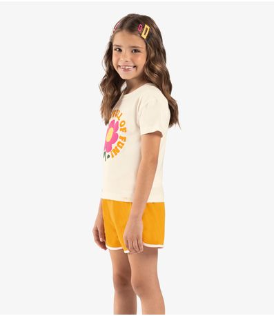 Conjunto Infantil Blusa Com Shorts Bege