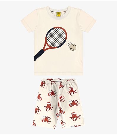 Pijama Infantil Masculino Meia Malha Rovi Kids Bege