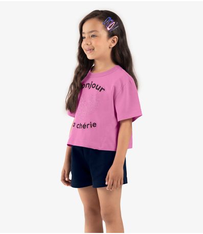 Conjunto Infantil Blusa Com Shorts Rosa