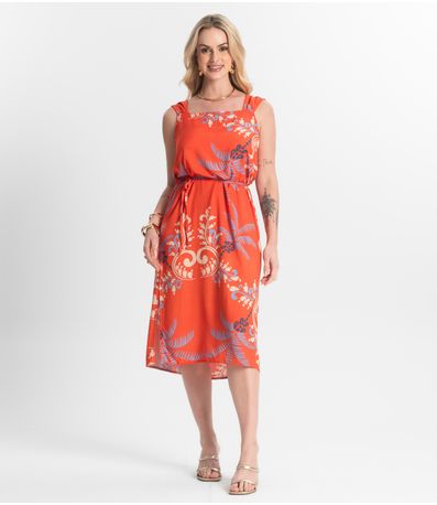 Vestido Midi Viscose Select Laranja