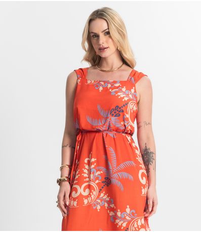 Vestido Midi Viscose Select Laranja