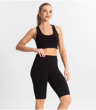 Bermuda Ciclista Feminina em Cotton Pesado Select Preto