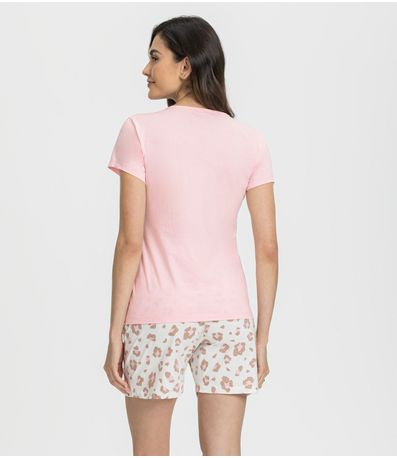 Pijama Manga Curta Oncinha Mensageira Da Paz Rosa