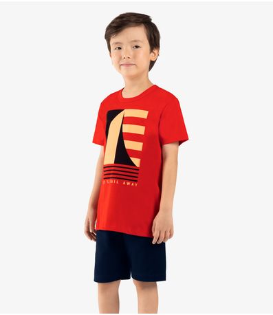 Conjunto Infantil Camiseta Com Bermuda Rovi kids Laranja
