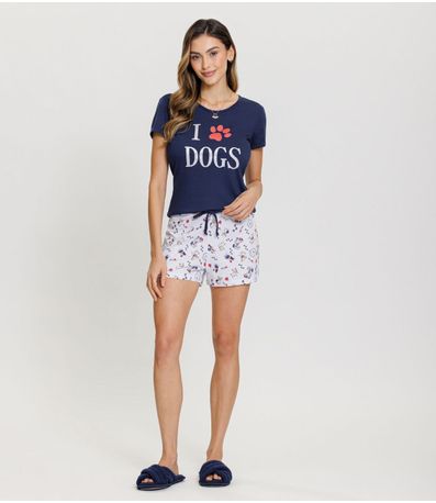 Pijama Feminino Manga Curta Mensageira Da Paz Azul