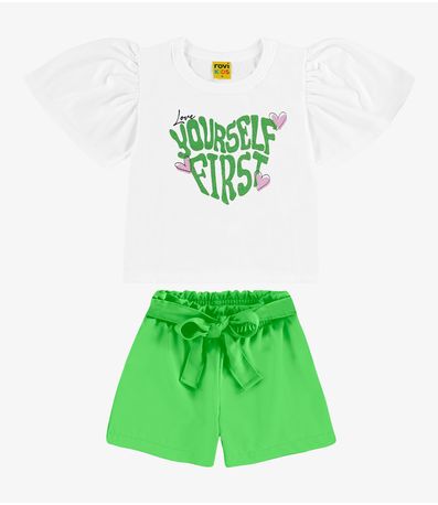 Conjunto Infantil Blusa Com Shorts Rovi Kids Verde