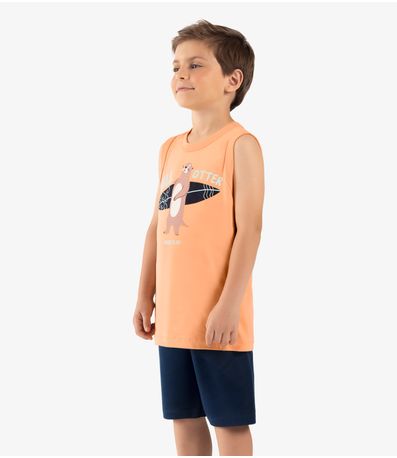 Conjunto Infantil Machão Com Bermuda Rovi Kids Laranja