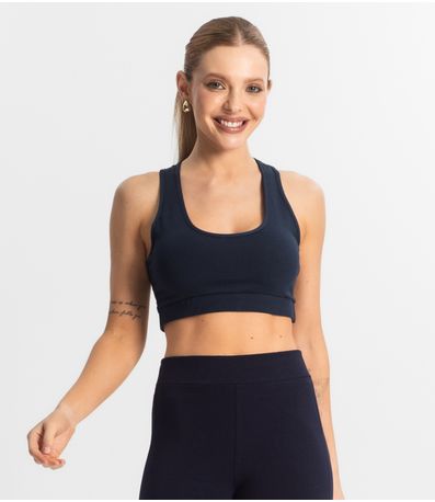 Top Fitness Feminino em Cotton Pesado Select Azul