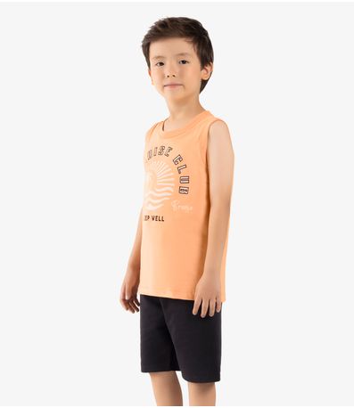 Conjunto Infantil Machão Com Bermuda Rovi Kids Laranja