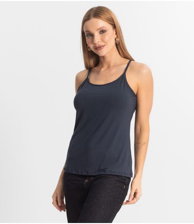 Blusa Feminina de Alças Básica Rovitex Azul