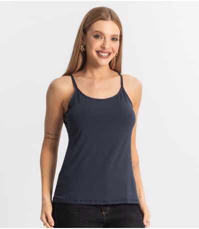Blusa Feminina de Alças Básica Rovitex Azul