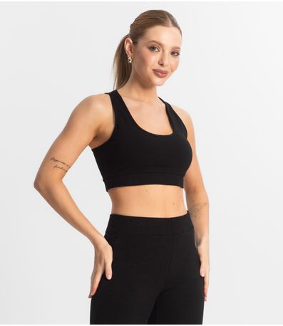 Top Fitness Feminino em Cotton Pesado Select Preto