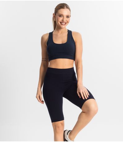 Bermuda Ciclista Feminina em Cotton Pesado Select Azul