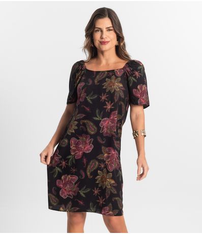 Vestido Feminino Estampado Select Preto