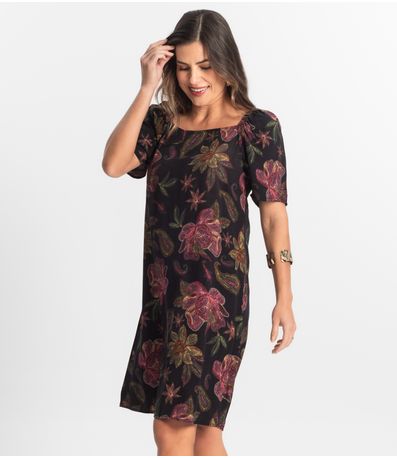Vestido Feminino Estampado Select Preto