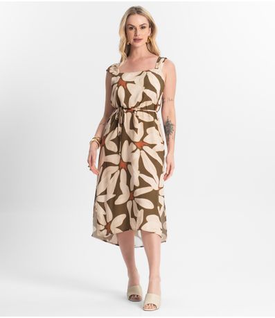 Vestido Midi Viscose Select Marrom