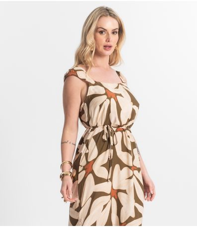 Vestido Midi Viscose Select Marrom