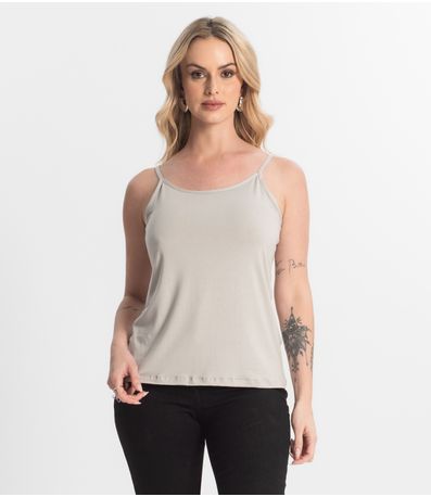 Blusa Feminina de Alças Básica Rovitex Cinza