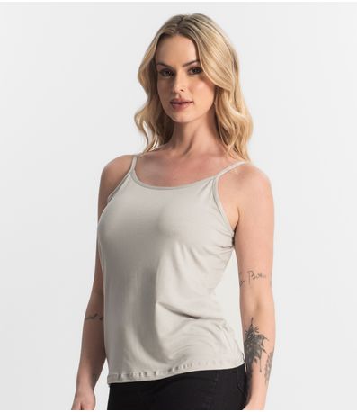 Blusa Feminina de Alças Básica Rovitex Cinza