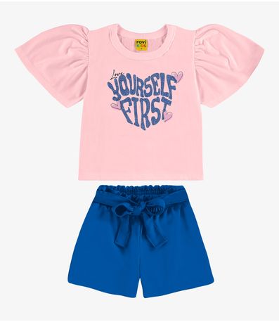 Conjunto Infantil Blusa Com Shorts Rovi Kids Azul