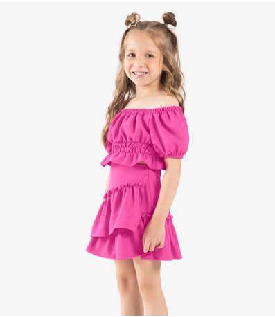 Conjunto Infantil Blusa Com Saia Rovi Kids Rosa