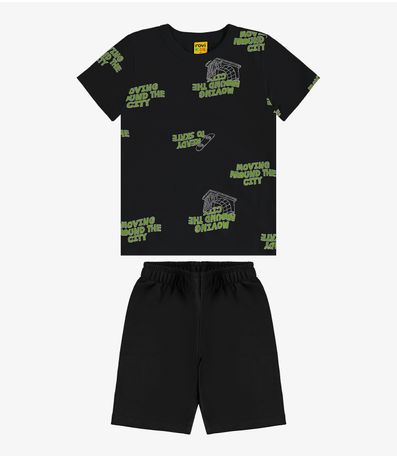 Conjunto Infantil Camiseta Com Bermuda Rovi kids Preto