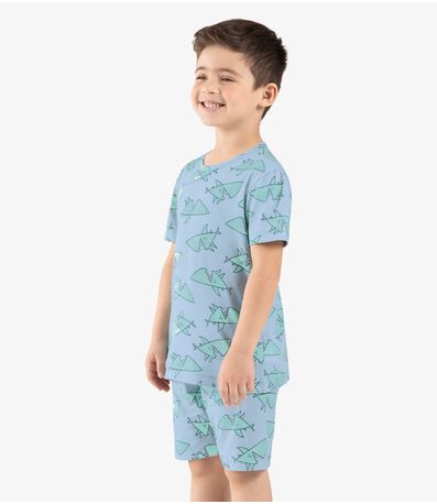 Pijama Infantil Masculino Meia Malha Rovi Kids Azul