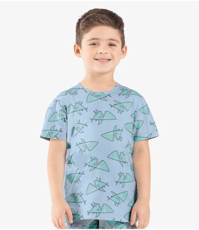 Pijama Infantil Masculino Meia Malha Rovi Kids Azul