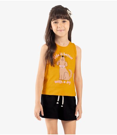 Regata Infantil Meia Malha Rovi Kids Amarelo