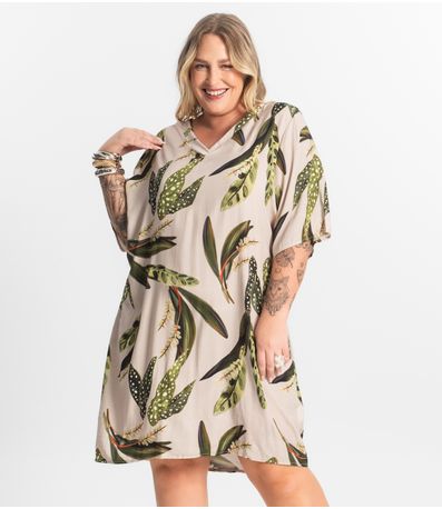 Vestido Curto Secret Glam Bege