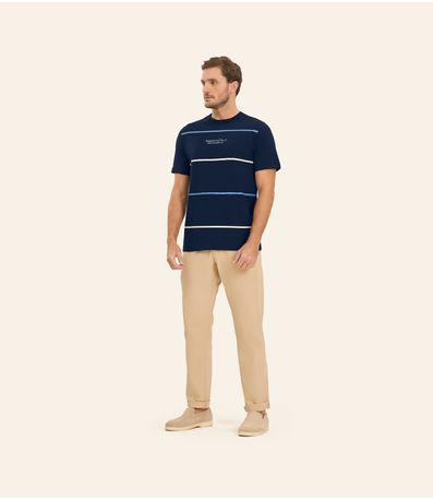 Camiseta Masculina em Meia Malha Diametro Azul