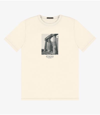 Camiseta Masculina em Meia Malha Diametro Bege