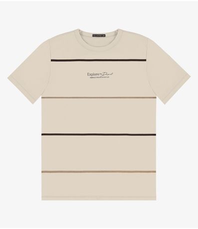Camiseta Masculina em Meia Malha Diametro Bege
