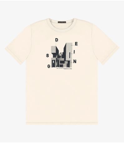 Camiseta Masculina em Meia Malha Diametro Bege