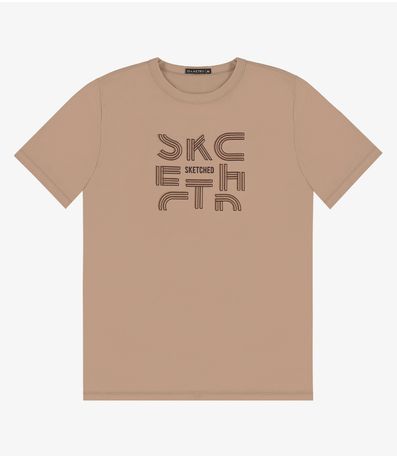 Camiseta Masculina em Meia Malha Diametro Marrom