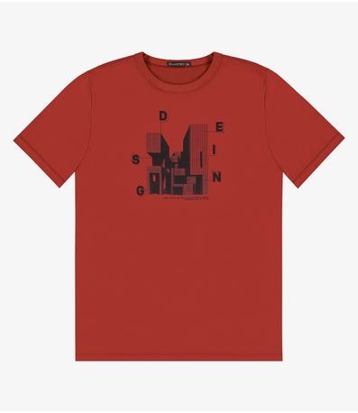 Camiseta Masculina em Meia Malha Diametro Vermelho