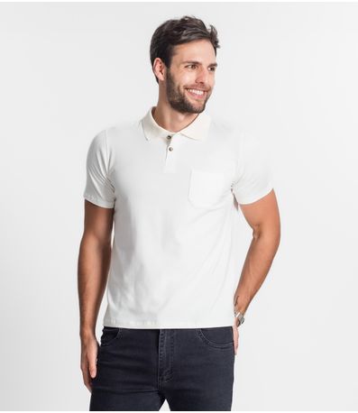 Polo Masculina Com Bolso Cotton Leve Diametro Bege