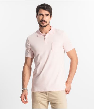 Polo Masculina Com Bolso Cotton Leve Diametro Rosa