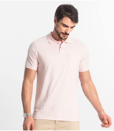 Polo Masculina Com Bolso Cotton Leve Diametro Rosa