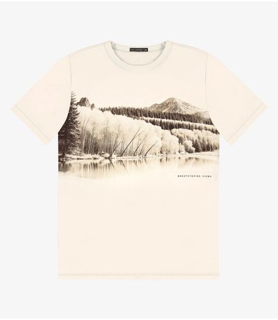 Camiseta Masculina em Meia Malha Diametro Bege