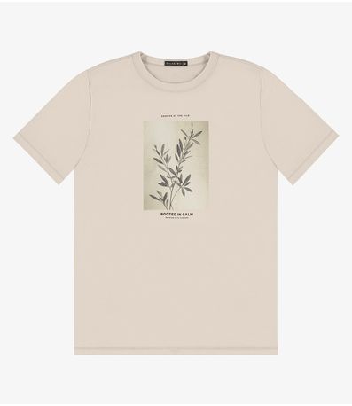 Camiseta Masculina em Meia Malha Diametro Bege