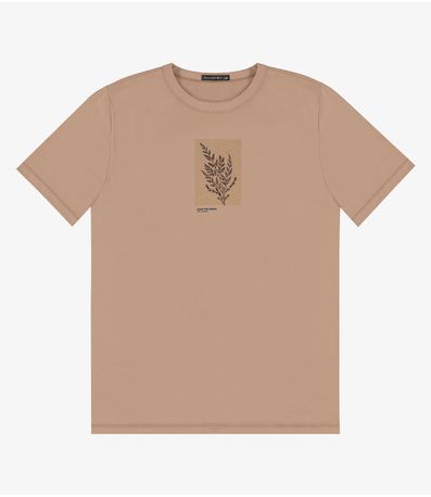 Camiseta Masculina em Meia Malha Diametro Marrom