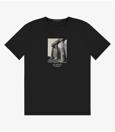 Camiseta Masculina em Meia Malha Diametro Preto