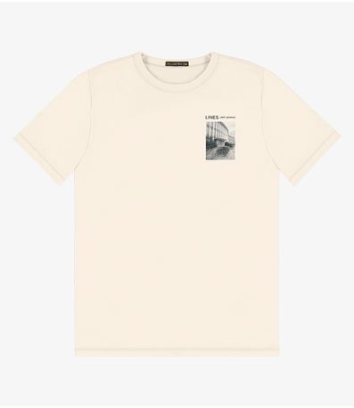 Camiseta Masculina em Meia Malha Diametro Bege