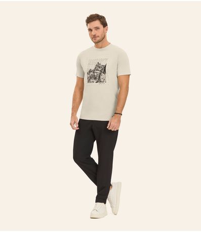Camiseta Masculina em Meia Malha Diametro Bege