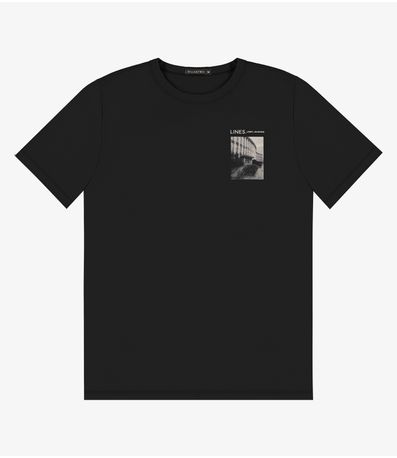 Camiseta Masculina em Meia Malha Diametro Preto
