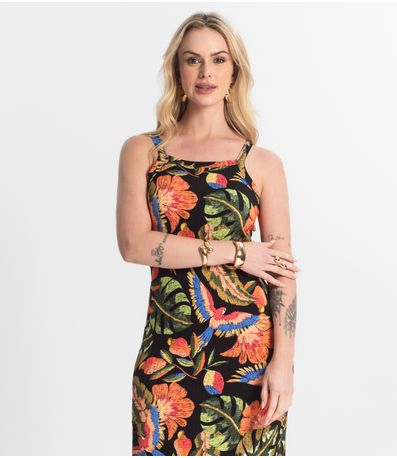 Vestido Midi Canelado Select Preto
