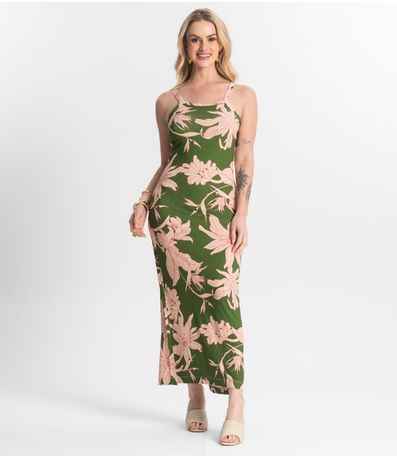 Vestido Midi Canelado Select Verde